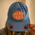 Mama Tried Hat featuring embroidered roses and adjustable fit for all-day comfort.