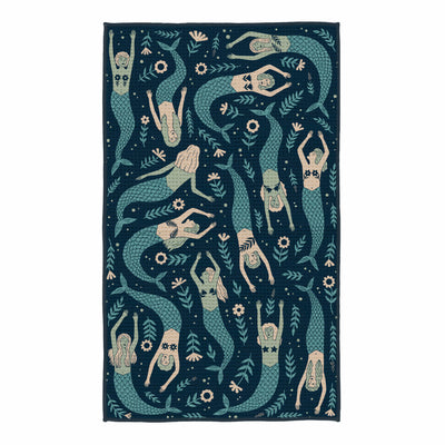 Mermaids Kitchen & Tea Towel with vibrant mermaid design, eco-friendly, super absorbent, and quick-drying for efficient kitchen use.