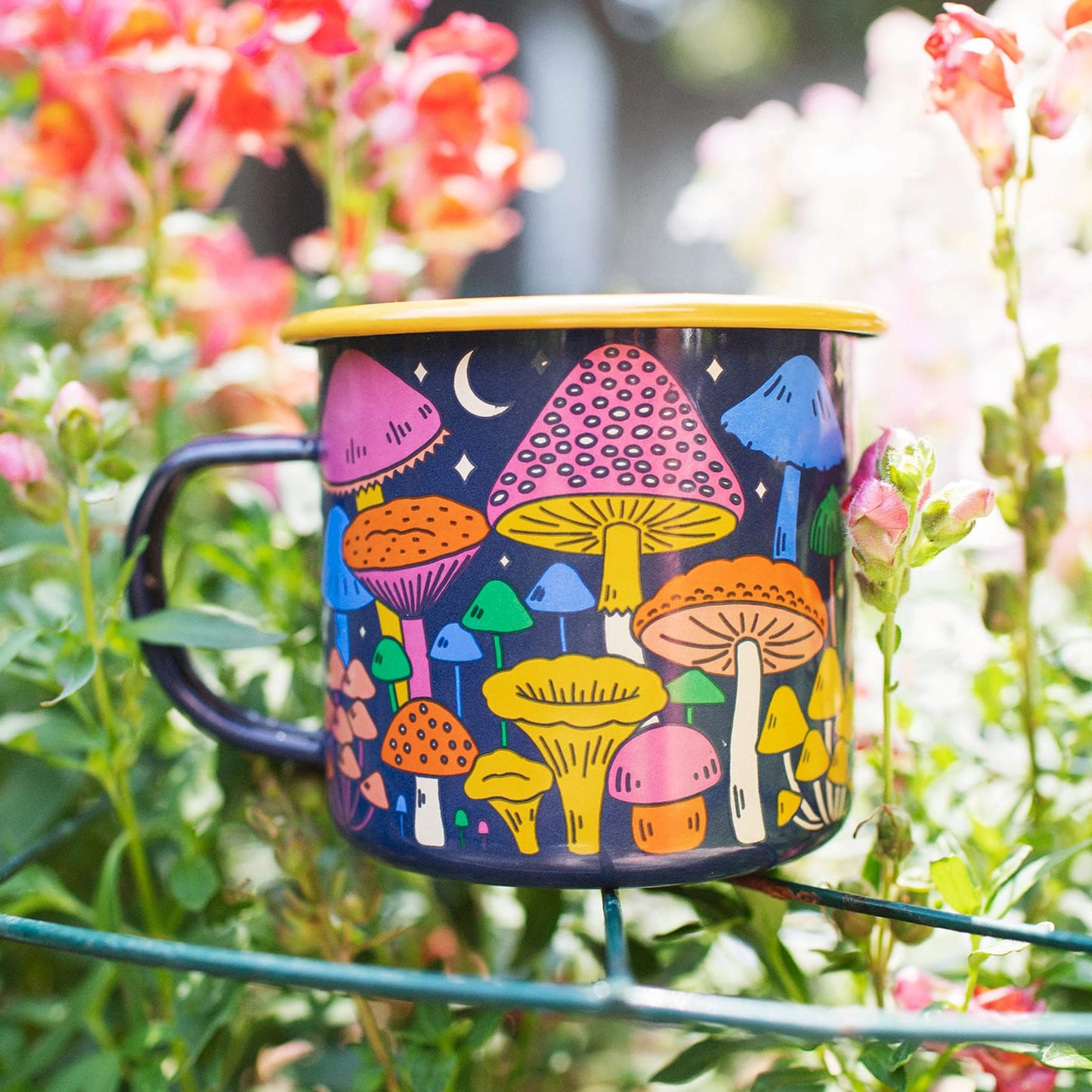 Midnight Mushroom Enamel Mug 16oz