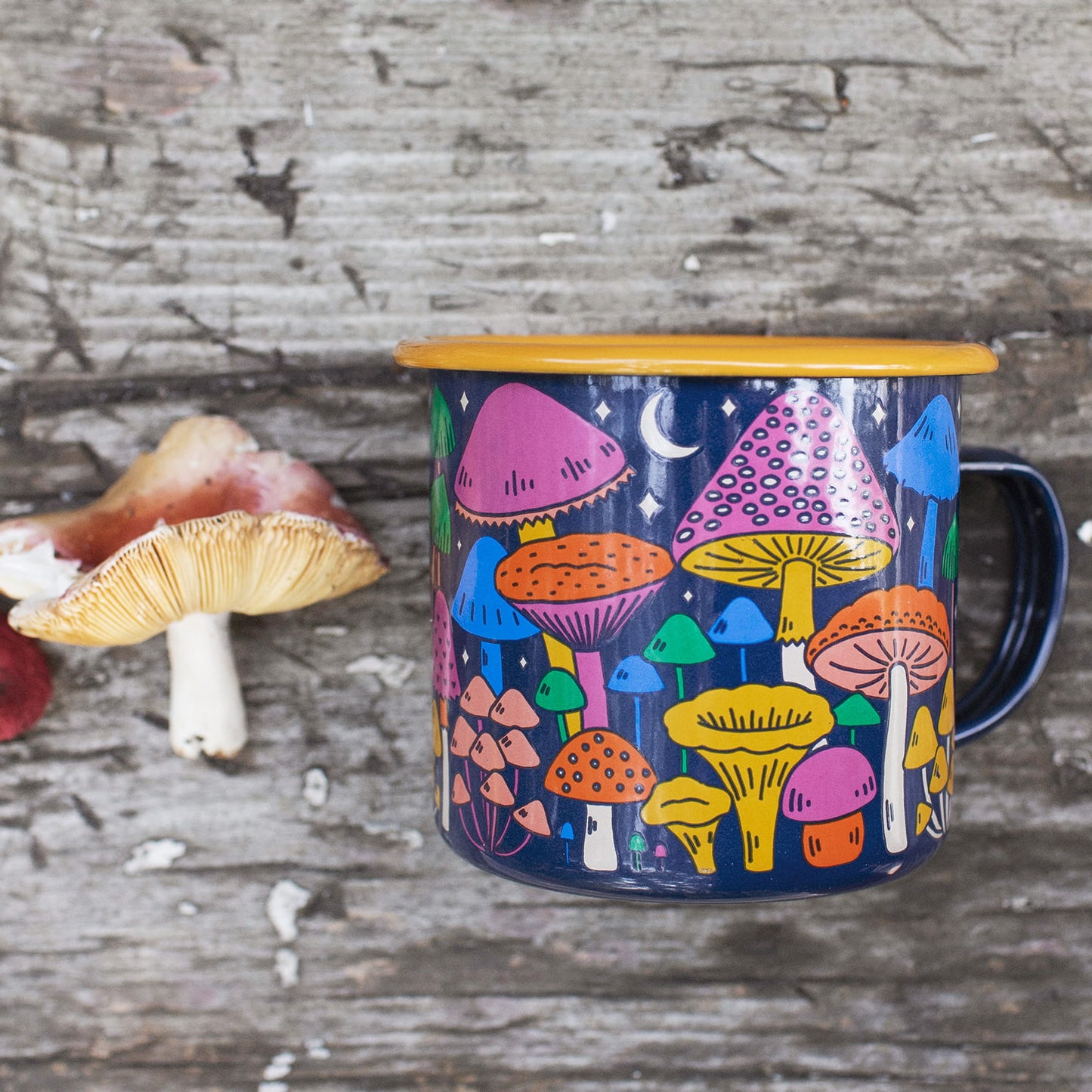 Midnight Mushroom Enamel Mug 16oz