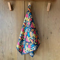 Midnight Mushroom Kitchen & Tea Towel hanging, showcasing vibrant double-sided design with eco-friendly, super absorbent Grip-Tex™ fabric.