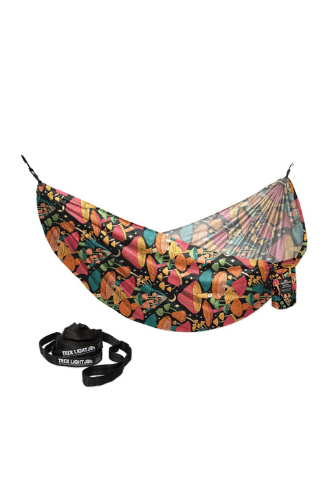 Double Hammock & Pro Hanging Straps (Midnight Mushroom Print)