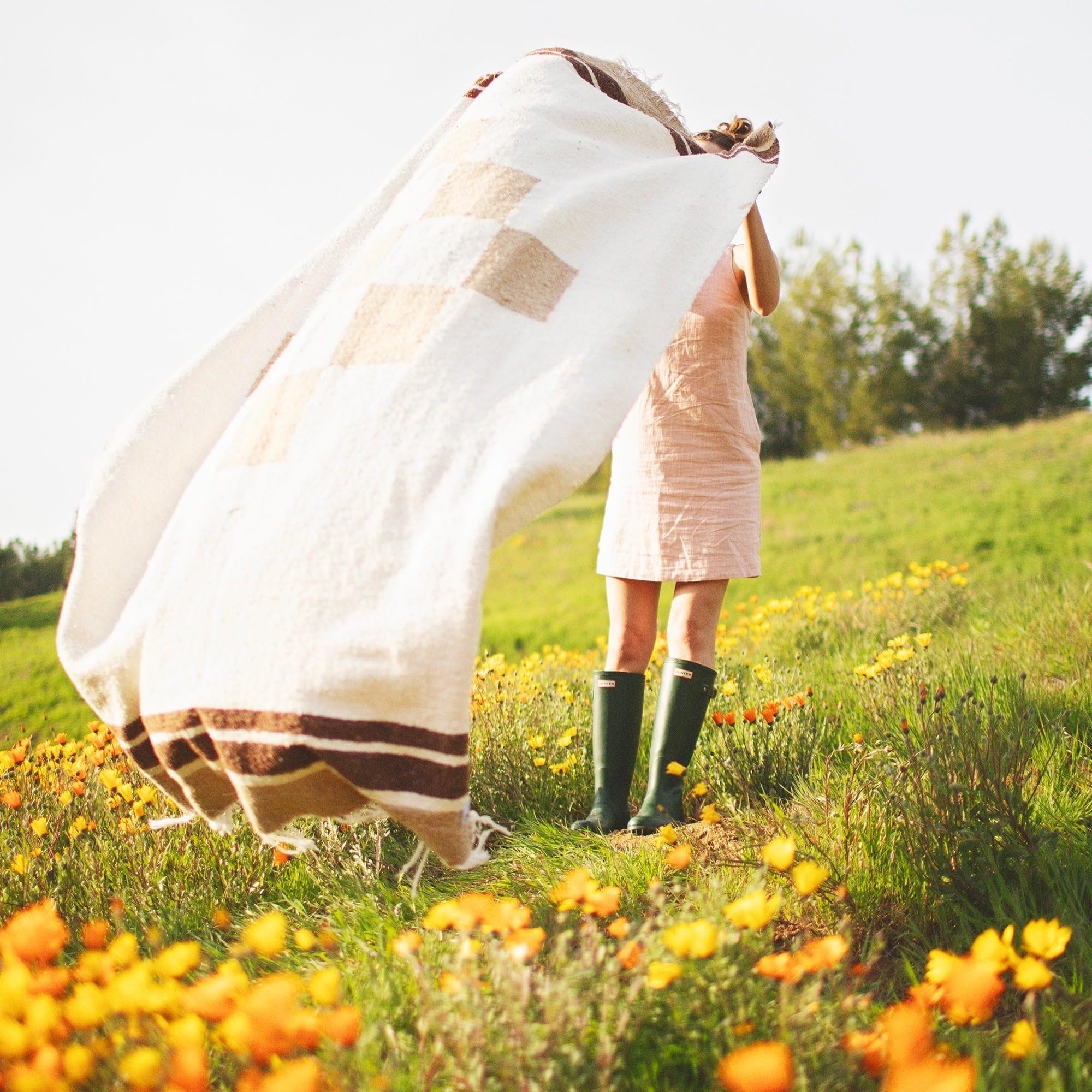 Midnight field of flowers woven throw shops blanket