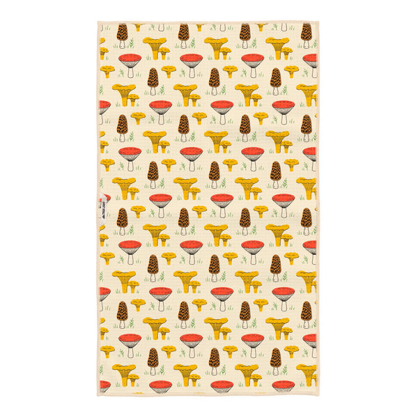 Oregon Kitchen & Tea Towel with vibrant mushroom pattern, super absorbent and eco-friendly, perfect for kitchens and quick-drying.