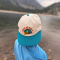 Rock N Roll Kids Hat displayed on a child's head near a lake, perfect for sunny adventures.