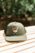 Silly Goose Kids Hat with a cute goose design in green, perfect for little ones' adventures and sunny days.