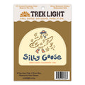 Silly Goose Sticker by Trek Light. USA made, waterproof, UV fade resistant. Perfect for outdoor and dishwasher use. Size: 3.4" x 1.6".