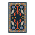 Snug Harbor Kitchen & Tea Towel with lobster and shell pattern, eco-friendly, 100% recycled, vibrant design, perfect for drying.