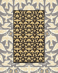 Songbird Kitchen & Tea Towel with cream-colored birds in flight on a black background