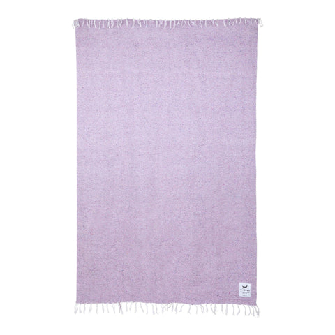 Handwoven blanket in lavender from Trek Light, made from 100% recycled materials, part of the Blanket + Leather Carrier Bundle.