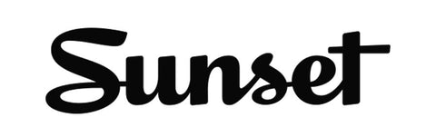 Stylized 'Sunset' text logo in black and white.