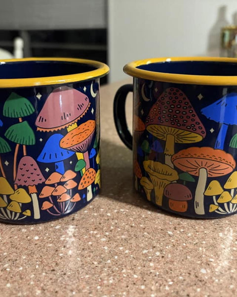 Leanne - Midnight Mushroom Enamel Mug 16oz