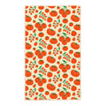 Tomato Vine Kitchen Tea Towel with red tomato pattern on beige background