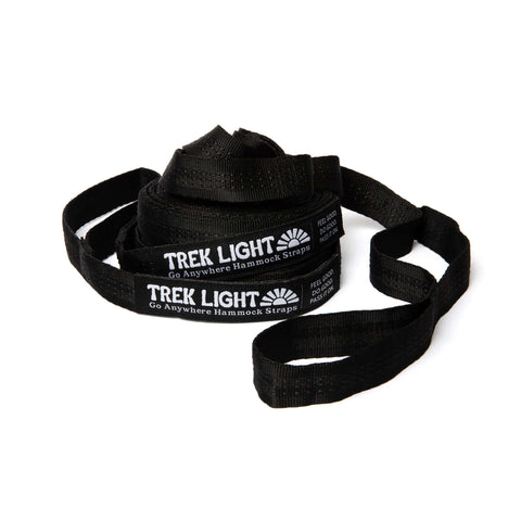 Portable Trek Light Go Anywhere Hammock Straps coiled and ready for adventure, lightweight and easy to use, perfect for any journey.