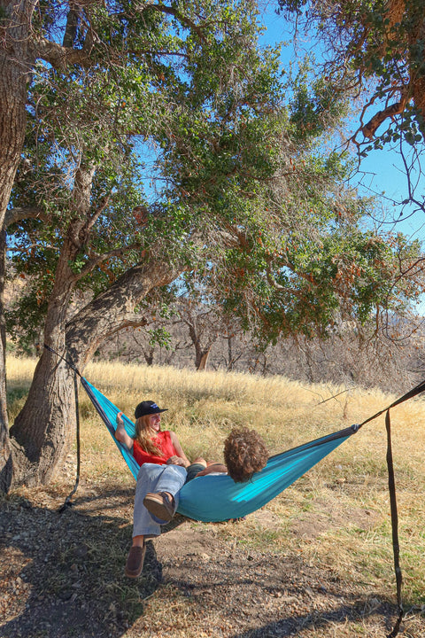 Double Hammock & Pro Hanging Straps (Aqua & Charcoal)