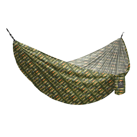 Double Hammock (Trout) - Hanging Straps Sold Separately, ultra-strong, packable, comfortable hammock.