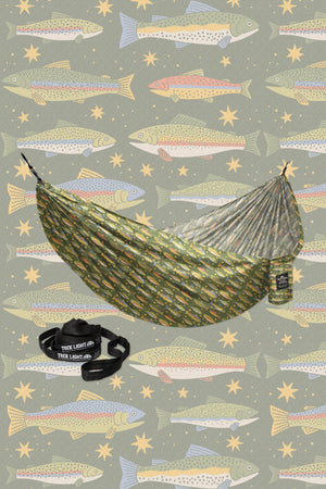 Double Hammock & Pro Hanging Straps (Trout Print)