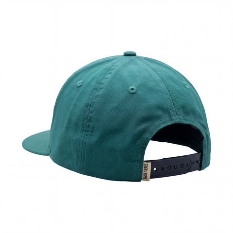 Back view of the Trout Hat Twinsie Set in teal color, showcasing adjustable strap and design.