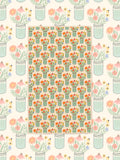 Wildflower mason jar pattern kitchen towel styled over a matching floral illustrated backdrop