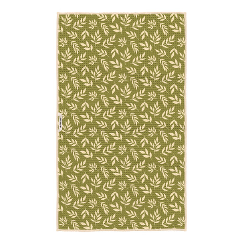 Wavy Flowers Kitchen & Tea Towel in green with floral pattern, 100% recycled, super absorbent and quick-drying, perfect for kitchen use.