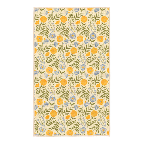 Wavy Flowers Kitchen & Tea Towel featuring vibrant floral print, eco-friendly, super absorbent, and quick-drying design.