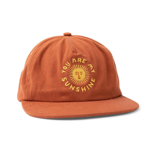 Trek Light You Are My Sunshine kids snapback hat in orange with sun embroidery, available in youth and baby sizes, 100% cotton.