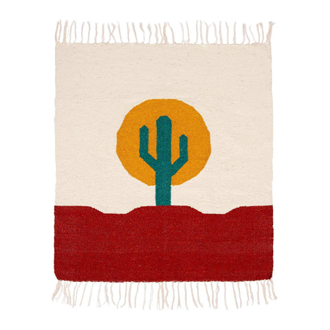 Arizona Blankestry by Trek Light - Handwoven desert scene with cactus design, perfect for decor or use as a tapestry.