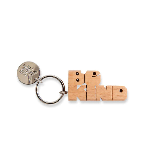 Trek Light BE KIND wood keychain with nickel split-ring, perfect gift for loved ones, size: 2" x 1" x .5". Handmade charm for your keys.