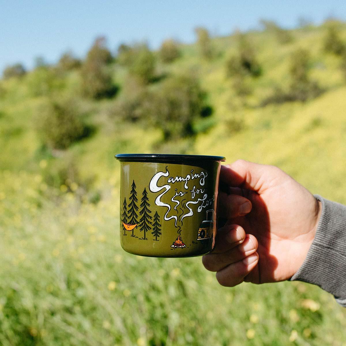 Nature is My Home Enamel Campfire Coffee Mug, Outdoor Adventure Enthusiast  Camping Cup, Mountains Wildlife Hiking Camp Lover Gift (12oz)