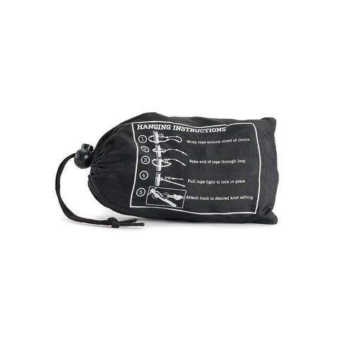 Trek Light Go Anywhere Rope Kit in black pouch with hanging instructions, lightweight and portable for easy hammock setup.