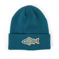 Trek Light Go Outdoors Kids Beanie with fish logo, perfect for young adventurers. Spread the outdoor spirit with style!