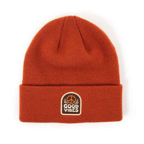 Trek Light Good Vibes Kids Beanie in orange, perfect for spreading positivity and warmth.