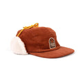 Good Vibes Sherpa Kids Hat with flat brim and cozy sherpa flaps. Trek Light, 5-panel unisex design in cotton corduroy, fits ages 0-3 & 4+