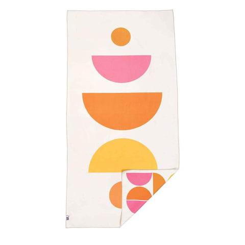 Half Moon Wander Towel by Trek Light with colorful geometric design, made from recycled materials. Quick-dry and portable at 8oz.