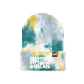 Trek Light Happiest Camper tie dye beanie - soft cotton knit, colorful design, perfect for staying warm and stylish outdoors.