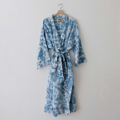 Sky Dye Robe by Trek Light - Cozy unisex fit with organic inks and dyes. Timeless style and comfortable design.