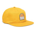 Yellow "Take It Easy" 6-panel snapback hat by Trek Light with flat brim and breathable vent holes, made from 100% cotton twill.